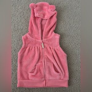 Carters Toddler Girl 9 Months Pink Sleeveless Vest With Animal Ears On Hood